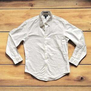 Lands End White Button Down Long Sleeve Shirt Men 16 x 34 Traditional Fit SuPima